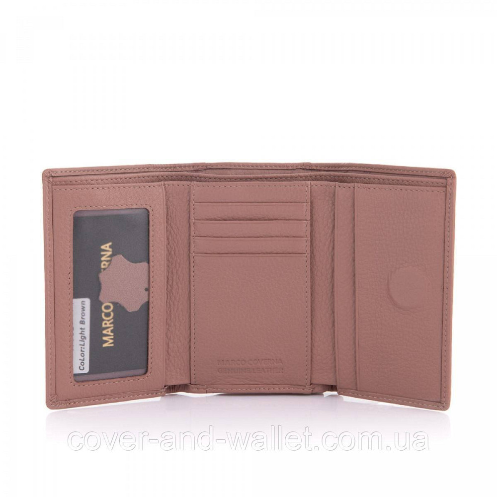 Кожаный женский кошелек пудрового цвета с монетницей на защелке Marco Coverna W 003 Киев - изображение 8