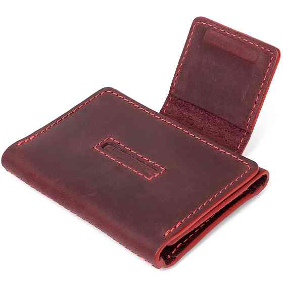 Вінтажна шкіряна візитниця GRANDE PELLE 11408 Бордовий Київ