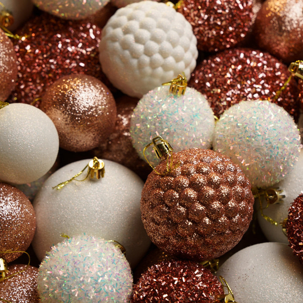 Набор новогодних игрушек на елку «Блеск» 40 шт Розовый елочные игрушки шарики украшения для елки Киев - изображение 3