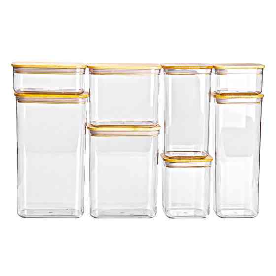 Yiwu Набір банок для сипучих продуктів 8 штук ємності з бамбуковою кришкою HP-1303 Коломыя