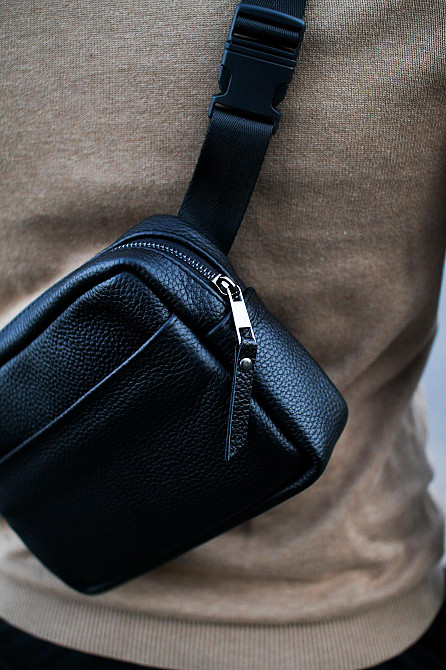 Кроссбоді, бананка із натуральної шкіри, шкіряна сумка на пояс SKILL Smart (Чорна) Суми - фото 3