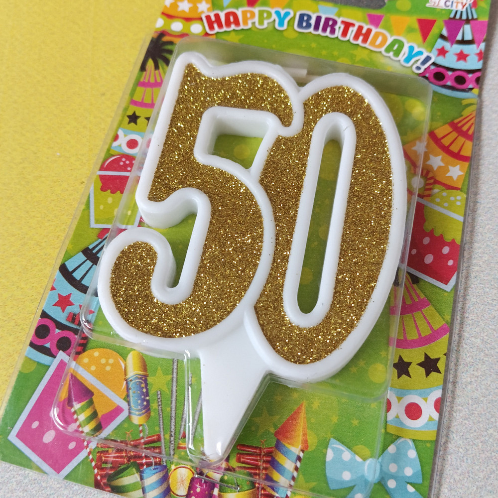 Свеча для торта 50 цифра блеск золото Киев - изображение 1