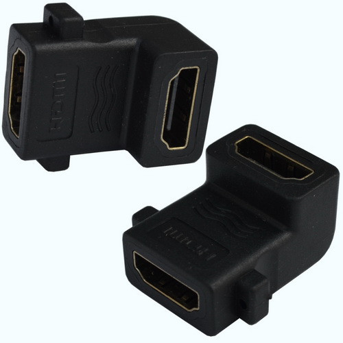 Переходник , гнездо HDMI - гнездо HDMI, gold, угловой Полтава - изображение 1