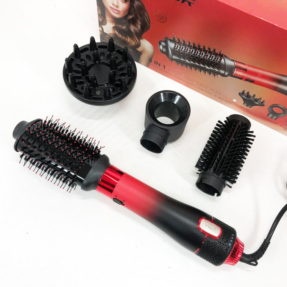 Портативний фен з насадками, Фен для дбайливого сушіння волосся, Фен-щітка з холодним повітрям NI-47 Івано-Франківськ - фото 10