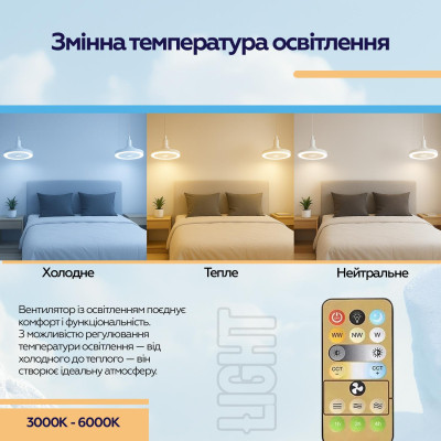 Вентилятор XoKo LED Fan Light 001 (XK-FL-001) Вінниця - фото 3