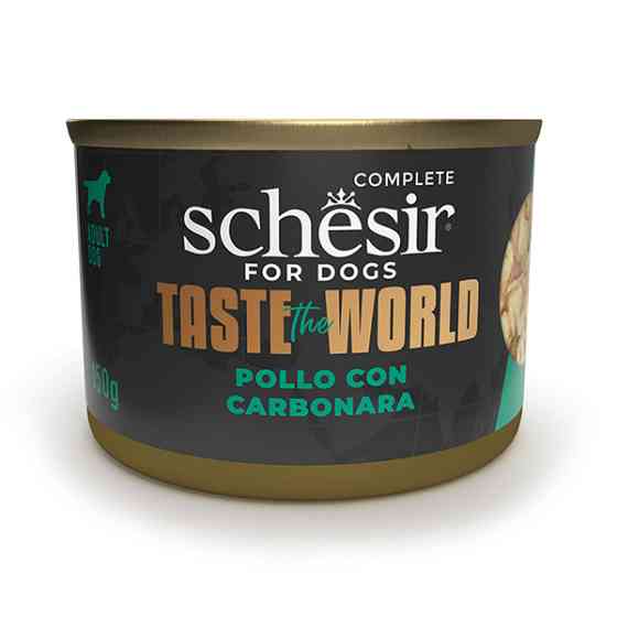 Schesir Taste the World Chicken with Carbonara ШЕЗИР КУРИЦА С КАРБОНАРОЙ в бульоне натуральные консервы для собак, влажный корм, банка 150г Киев