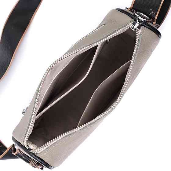 Красивая женская сумка с вышивкой на лицевой стороне из натуральной кожи Серая (Vintage) Киев