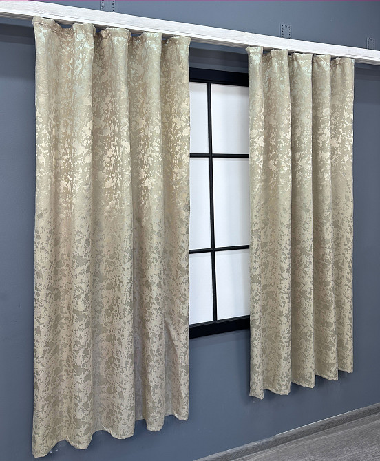 Комплект коротких штор VR-Textil Лен мрамор Pavliani ХО № 1272ш Теплый бежевый 130х170 см 2 шт (35-0201) Киев - изображение 3