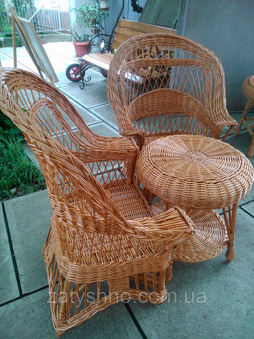 Плетений стіл та крісла з лози | комплект плетених меблів | крісла та стіл з лози Київ - фото 3