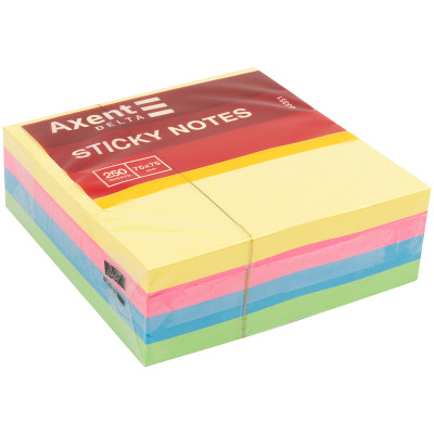Бумага для заметок Axent с клейким слоем Ассорти неоновых цветов 75х75мм, 250 листов (D3351) Винница - изображение 2