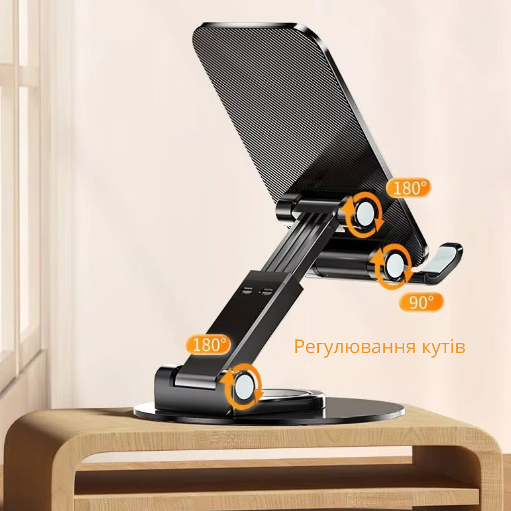 Подставка-держатель настольная для телефона или планшета, холдер для сматрфона,складная, с поворотом на 360 черная Каменец-Подольский - изображение 7