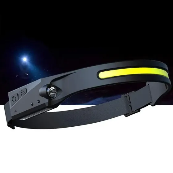 Легкий налобный фонарь LED+COB с датчиком движения и красным светом (черный) Коломыя