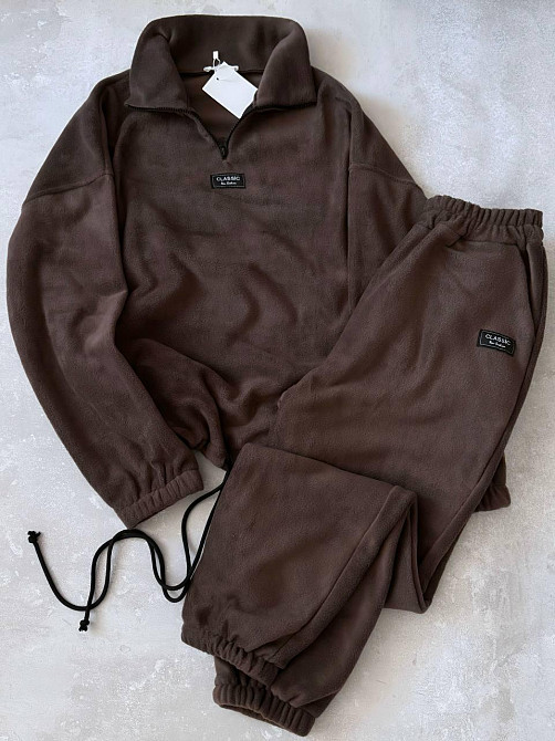 Женский повседневный костюм из плотного флиса полар. Шоколад, 42/44 Одесса - изображение 1