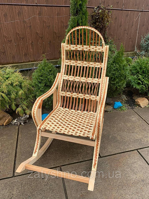 Плетеное белое кресло качалка (разборное) Киев - изображение 1