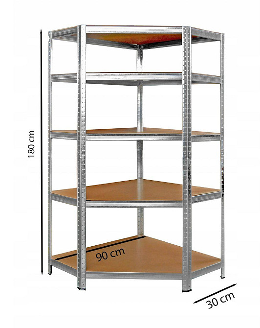 Металлический угловой стеллаж 180x30x90 5 полок (серый) Киев - изображение 1