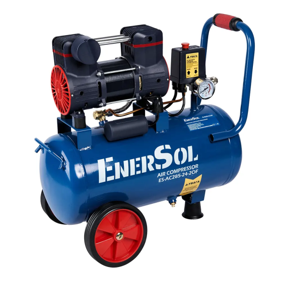 Потужний компресор повітряний безмасляний EnerSol ES-AC285-24-2OF : ресивера 24 л, 1.08 кВт, 8 бар, вага 14.5кг Київ