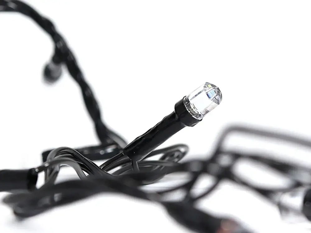 Гірлянда чорний провід лампа Рубінка велика 100LED (мікс) LED100M-8 для святкового декору будинку, вулиці Одеса - фото 3