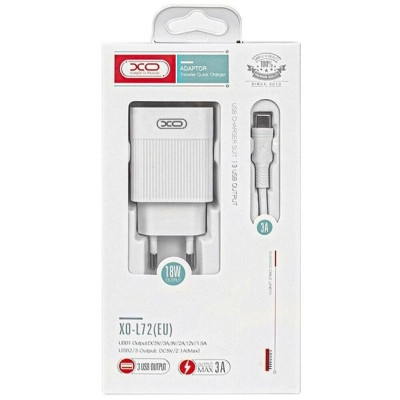 Зарядное устройство XO 1xUSB QC3.0 18W + 2xUSB 2.4A + cable USB-C white (L72-TC-WH) Винница - изображение 9