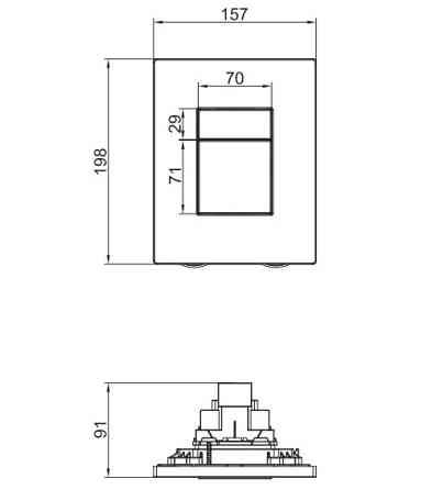 Панель змиву пластикова Koer KT-0607-01 157x198x3mm, кнопка квадратна (KR5344) Киев