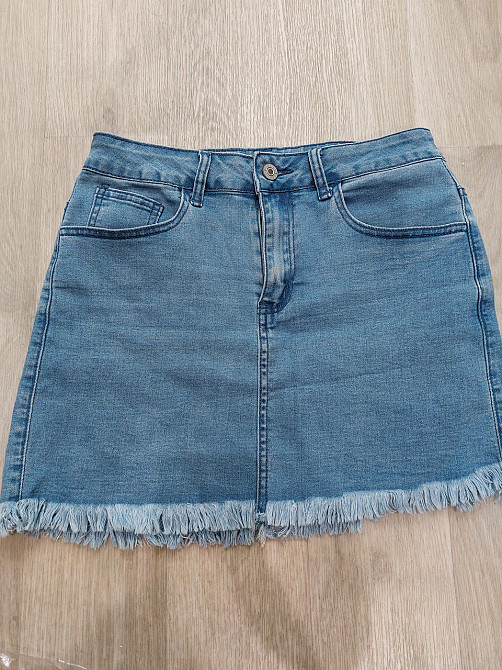 Спідниця джинсова жіноча коротка Б/У 42 блакитний Київ - фото 1