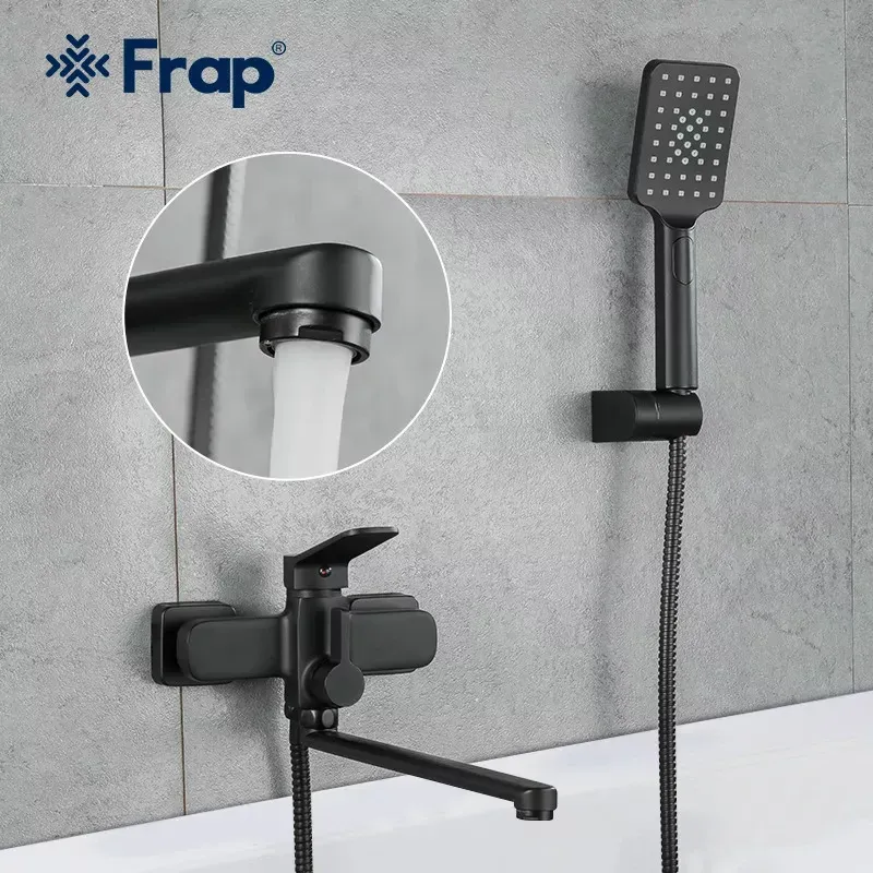 Смеситель для ванны с душевым гарнитуром Frap F2262 черный Киев - изображение 3