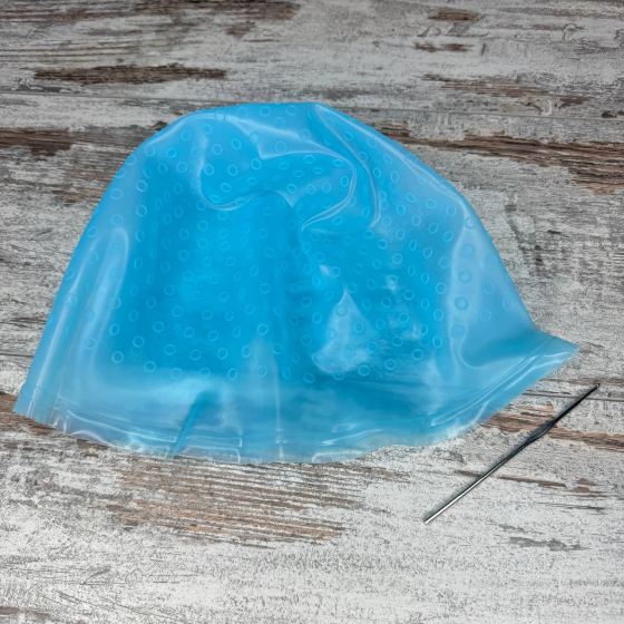 Силіконова шапочка для мелірування волосся з гачком, багаторазова, синя Київ