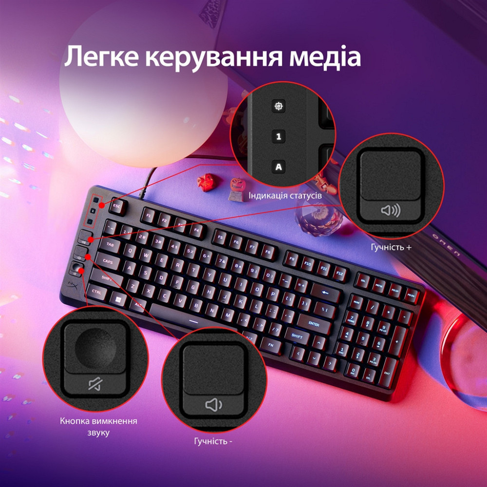 Клавіатура HyperX Eve 1800 USB Black (B7JE0AA) ( 28456 ) Харьков - изображение 16