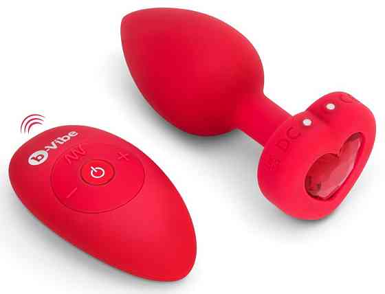Анальная пробка с вибрацией и пультом управления B-Vibe Vibrating Heart Plug M/L Red Sex Aura Киев