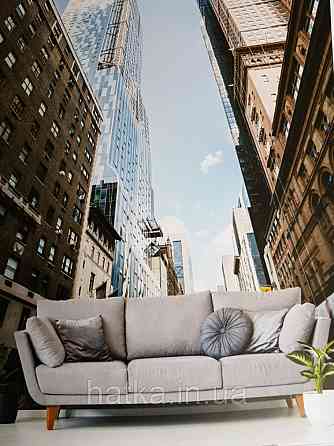 Шпалери вінілові на флізелін міста вулиці будинку хмарочоси дороги мости Київ