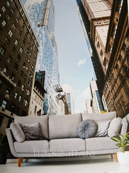 Шпалери вінілові на флізелін міста вулиці будинку хмарочоси дороги мости Київ - фото 1