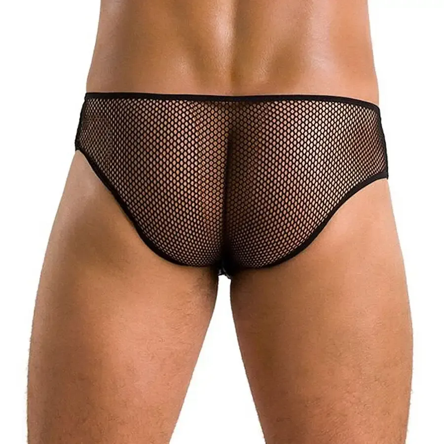 Чоловічі труси зі шнурівкою Passion 035 SLIP RICHARD L/XL Black, екошкіра, сітка Львов - изображение 2