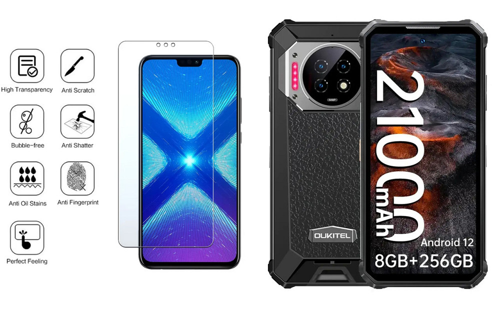 Захисне скло NeoGlass для Oukitel WP19, WP19 Pro 2023 – надпрозоре та стійке Київ - фото 4