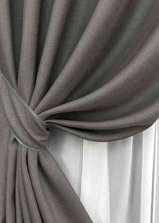Комплект готовых штор на люверсах VR-Textil Рогожка TERRA LUXE № 1856ш Темно-серый 150х270 см 2 шт (37-0302) Киев