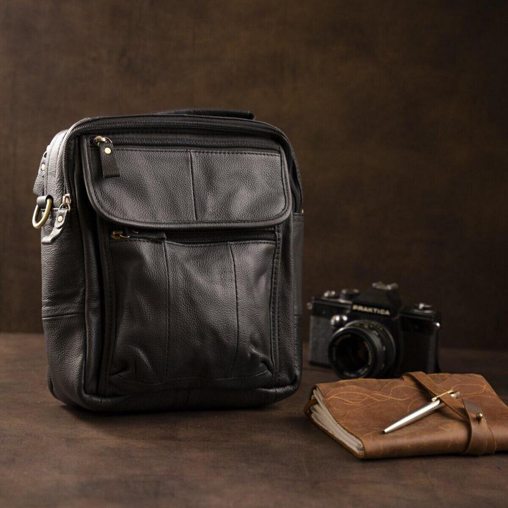 Сумка чоловіча флотар Чорна (Vintage) Київ - фото 9