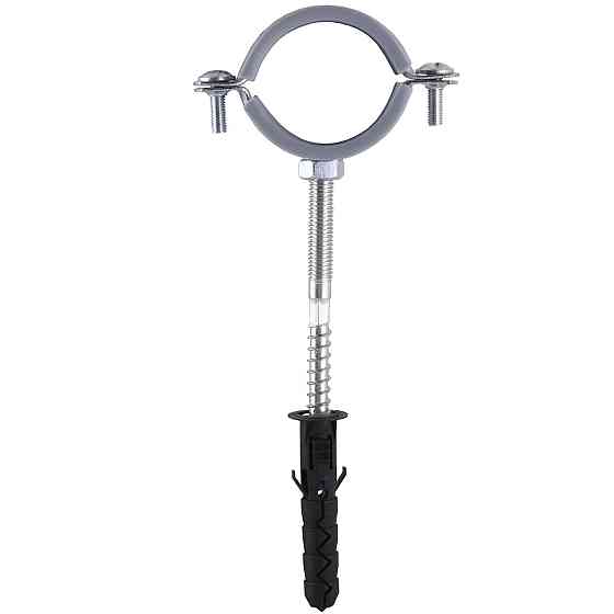 Хомут у зборі CR 1 1/4| (42-47 мм) з гвинтом-шурупом 8*80 і дюбелем у уп., сірий Київ