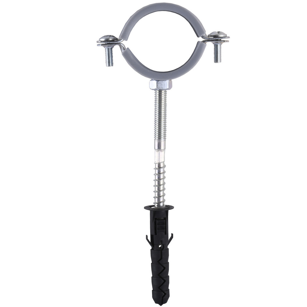 Хомут у зборі CR 1 1/4| (42-47 мм) з гвинтом-шурупом 8*80 і дюбелем у уп., сірий Київ - фото 1