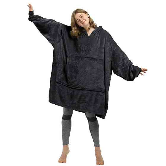 Плед жіноча толстовка з капюшоном HUGGLE HOODIE (80х100 см),унісекс,Чорний SBR Київ