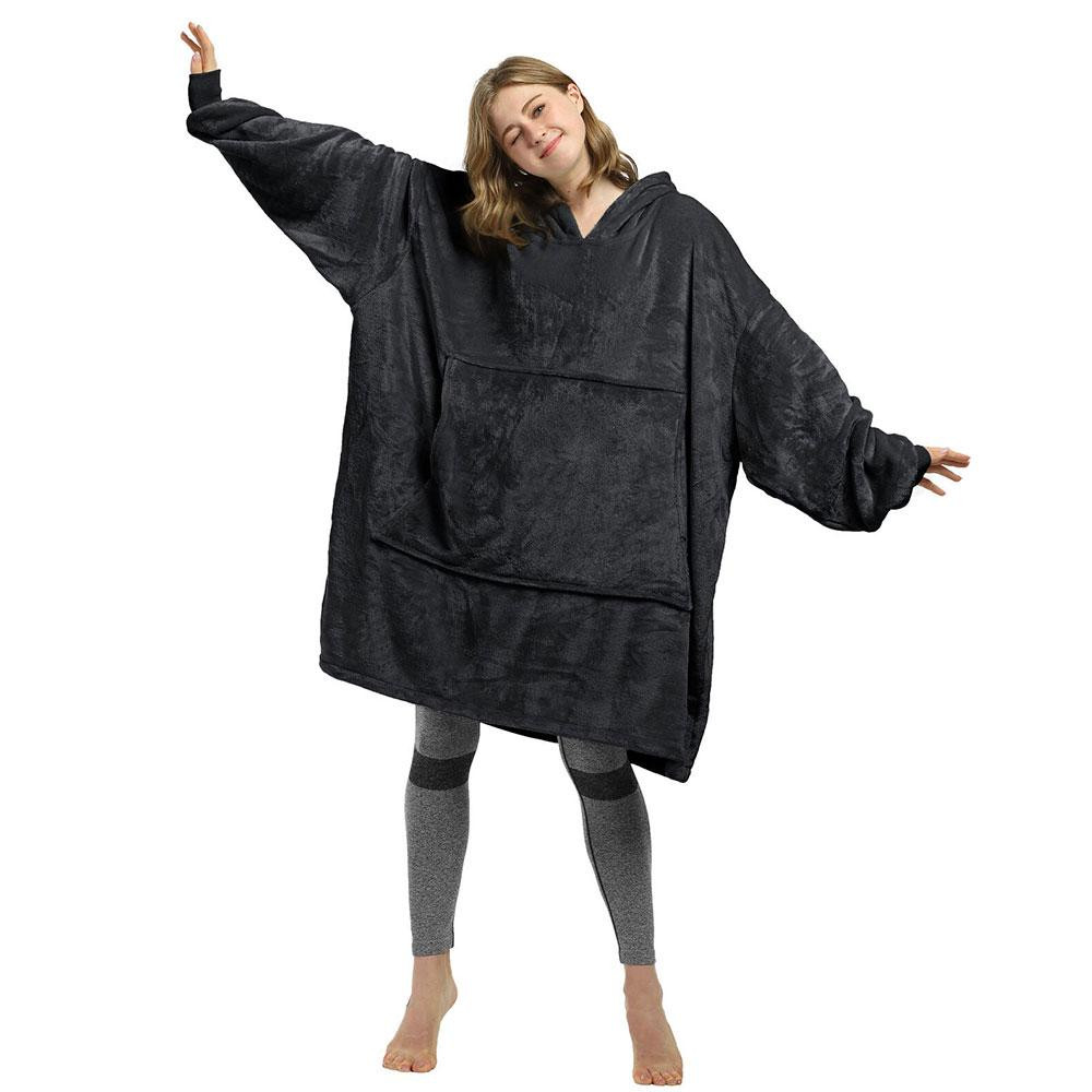 Плед жіноча толстовка з капюшоном HUGGLE HOODIE (80х100 см),унісекс,Чорний SBR Київ - фото 4