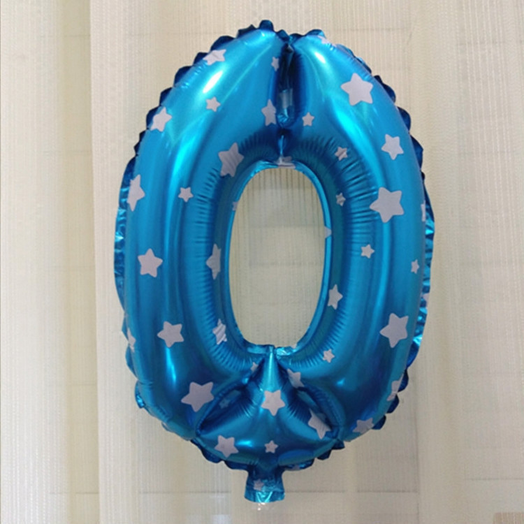 Шарик цифра 0 фольгированная со звездочками 32 дюйма голубой Киев - изображение 2
