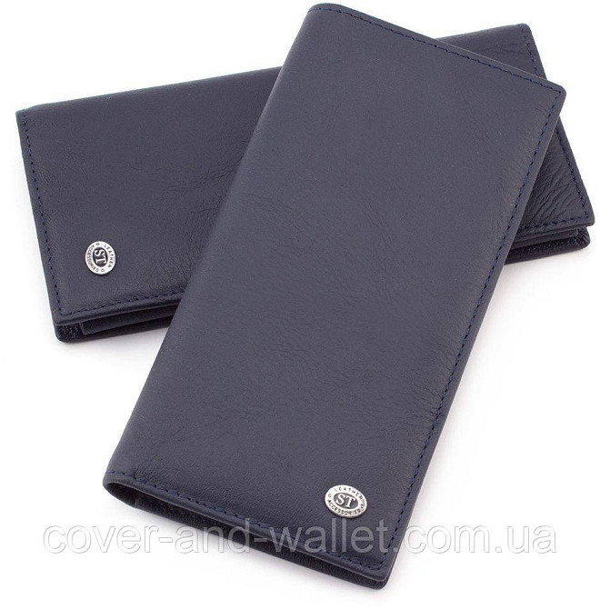 Стильний чоловічий шкіряний купюрник синього кольору ST Leather Київ - фото 10
