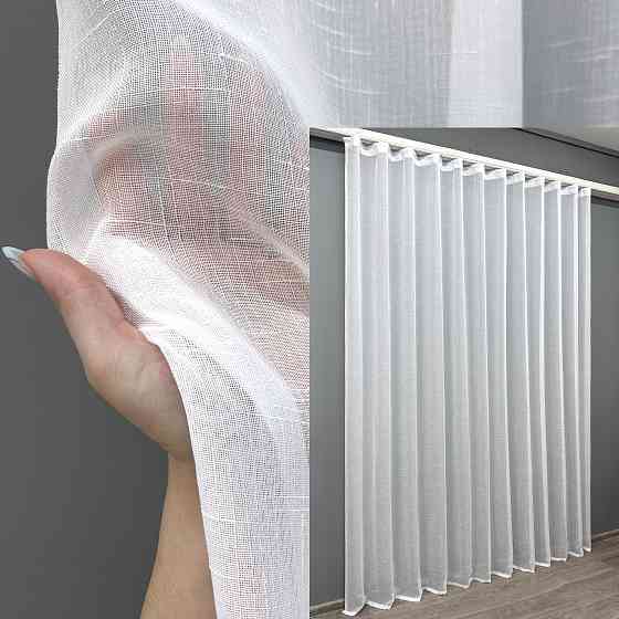 Тюль VR-Textil 115т Лен однотонный Белый 250х270 см (43-152) Киев