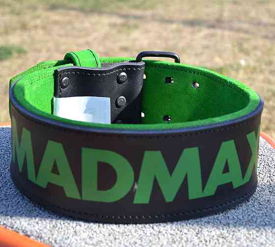 Пояс для важкої атлетики MadMax MFB-302 Quick Release Belt шкіряний Black/Green XL Кам'янське
