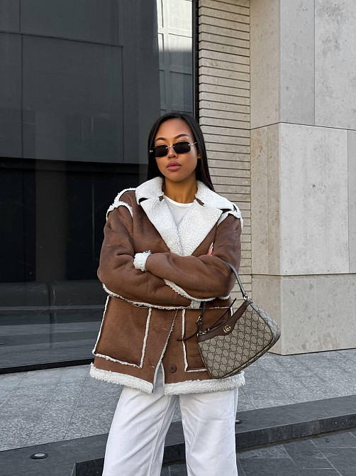 Женская стильная повседневная дубленка замша на барашке 48/50 Одесса - изображение 2