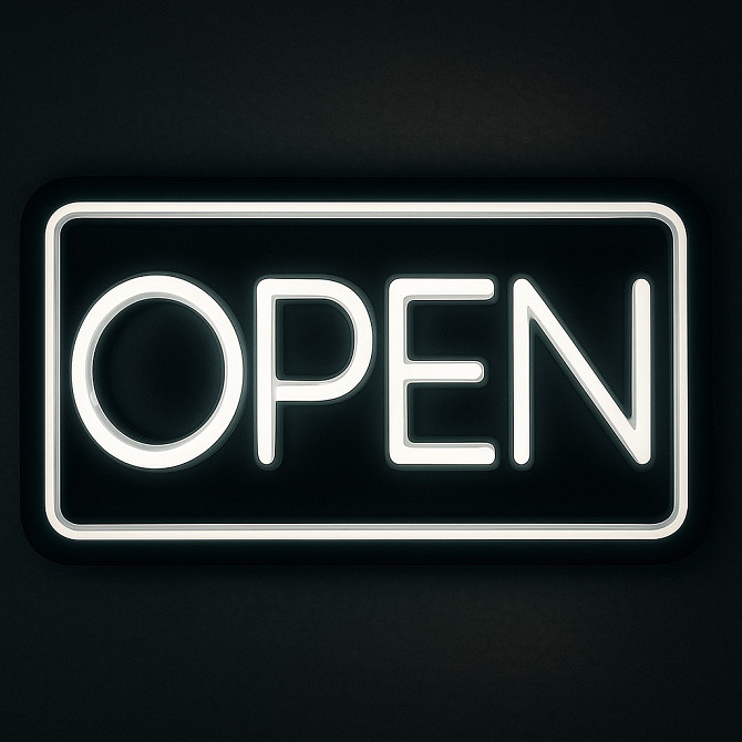 Вивіска OPEN LED NEON світлодіодна неонова 48×20 см, біле світло, настінна, для магазинів і офісів,  Київ - фото 7
