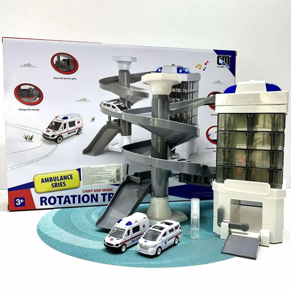 Гараж ігровий Швидка допомога з підсвічуванням та звуком 2 машинки в комплекті Білий (CM-559-55) Чернігів - фото 4