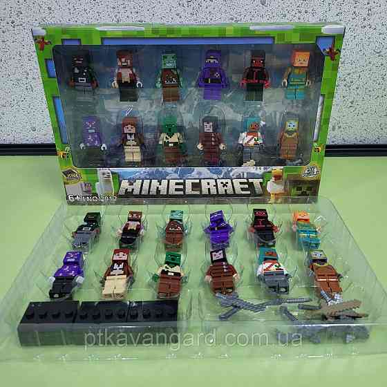 Набір фігурок Майнкрафт 12 героїв + зброя, з підставками 2912-2 Хмельницький