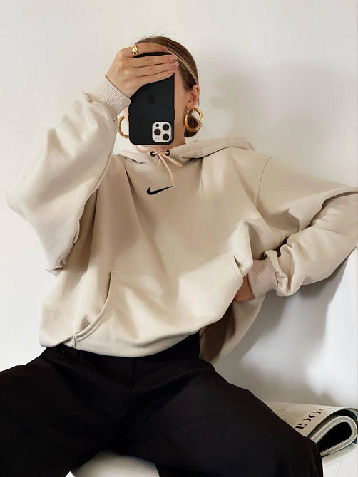 Женский стильный худикенгуру оversize кройки на тонком флисе Бежевий Одесса - изображение 2