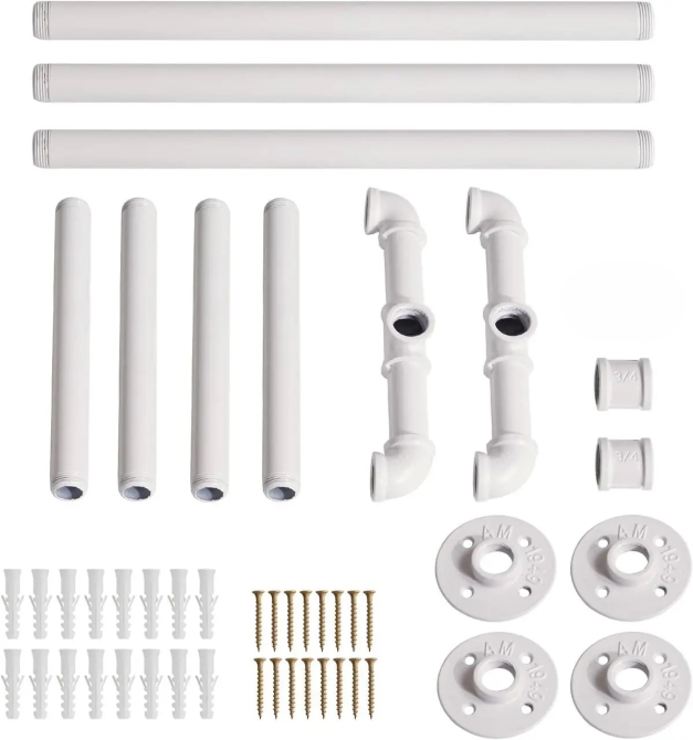 Вішалка настінна IBUYKE TYJ002W-2 біла трубна 127,7 см 4 полиці індустріальна металева для передпокою Київ - фото 8