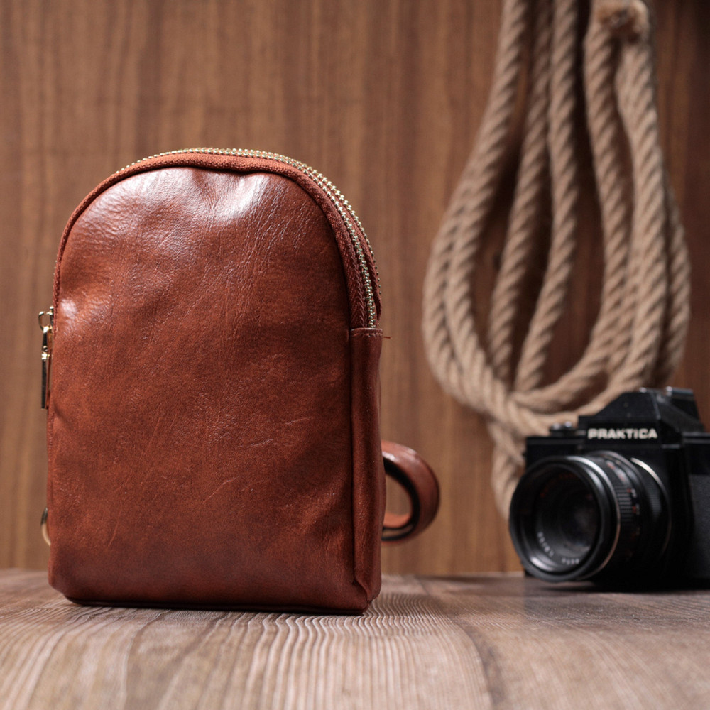 Компактная женская сумка через плечо на два отделения из экокожи Vintage 22783 Коричневый Киев - изображение 9