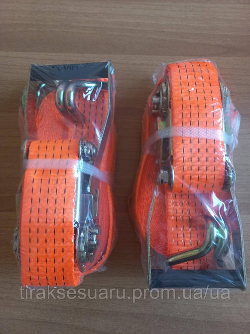 Ремень крепления груза 10м / 50мм, 5тонн малая ручка Ремень стяжной с малой ручкой 10м 5тонн Луцк - изображение 2